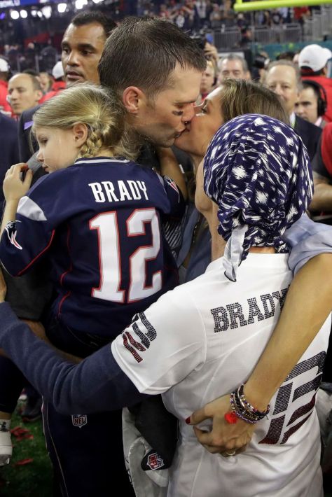 NE Patriots QB post 2017 Super Bowl win with mother, wife and daughter